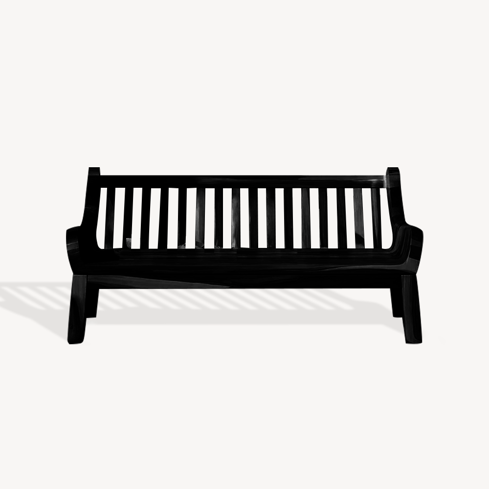 Contemporary Outdoor Wooden Bench With Curved Armrests For Garden Or Porch
