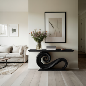 Modern Solid Wood Console Table Organic Live Edge For Entryway Design