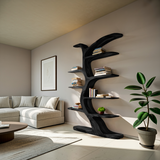 Modern Bookshelf Tree Inspired Curved Design For Living Room
