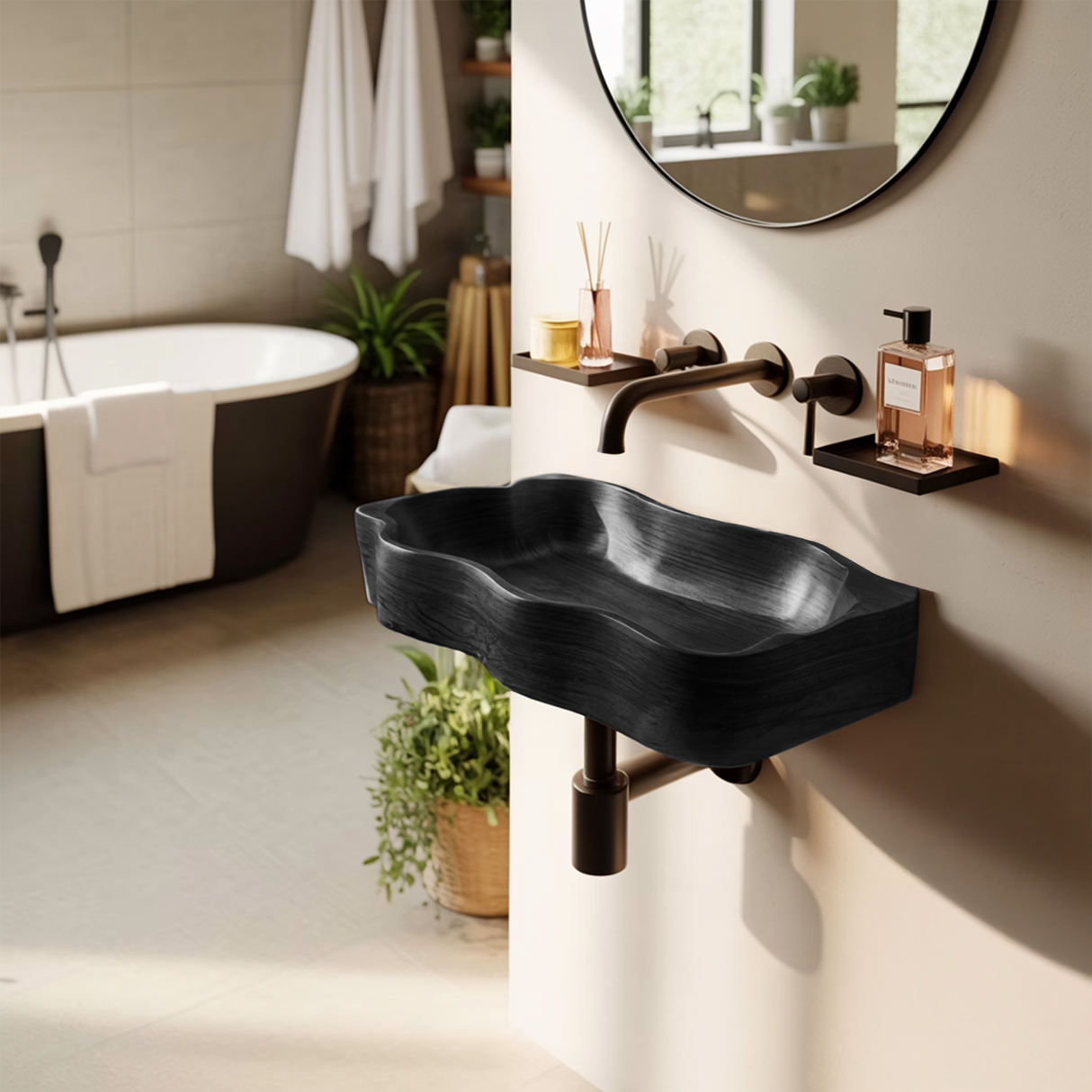 Mid Century Live Edge Wood Vanity Sink For Premium Bathroom Decor