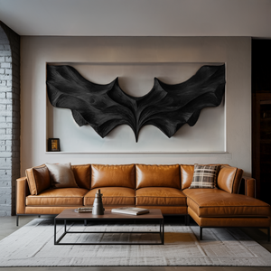 Contemporary Sculptural Wood Bat Wall Art For Living Room