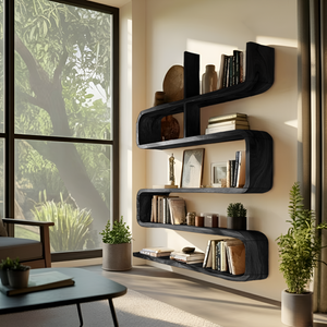 Modern Natural Wood Display Shelf For Living Room Wall Decor