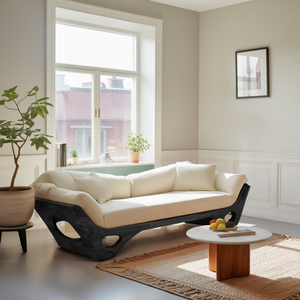 Artistic Wooden Sofa With Sculptural Organic Frame For Contemporary Home