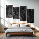 Carved Wall Art Panel With Abstract Wave Design For Hallway