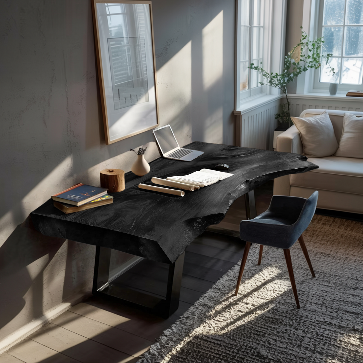 Farmhouse Wooden Live Edge Desk For Bedroom Decor