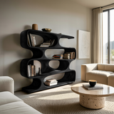 Modern Curved Bookcase For Living Room Decor