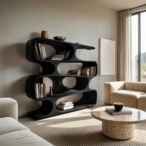 Modern Curved Bookcase For Living Room Decor