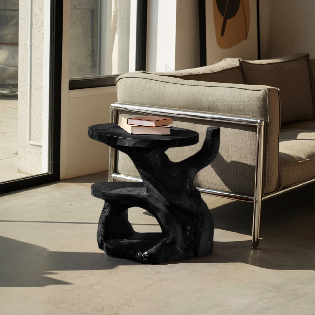 Elegant Side Table With Shelf Layered For Living Room