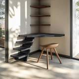 Minimalist Floating Corner Desk With Shelves For Small Home Office Workspace