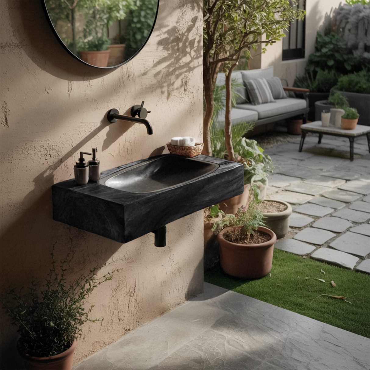 Farmhouse Wooden Live Edge Wood Basin For Organic Bathroom Design