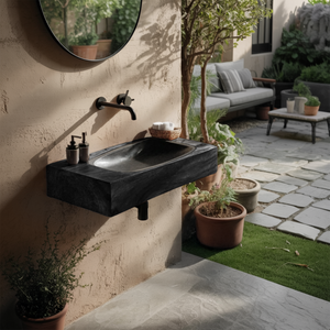 Farmhouse Wooden Live Edge Wood Basin For Organic Bathroom Design