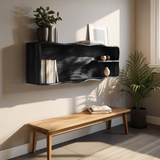 Mid Century Rustic Wooden Wall Mount Shelf For Entryway Storage