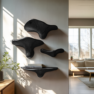 Modern Handcrafted Wooden Mushroom Shelf For Living Room Wall Decor