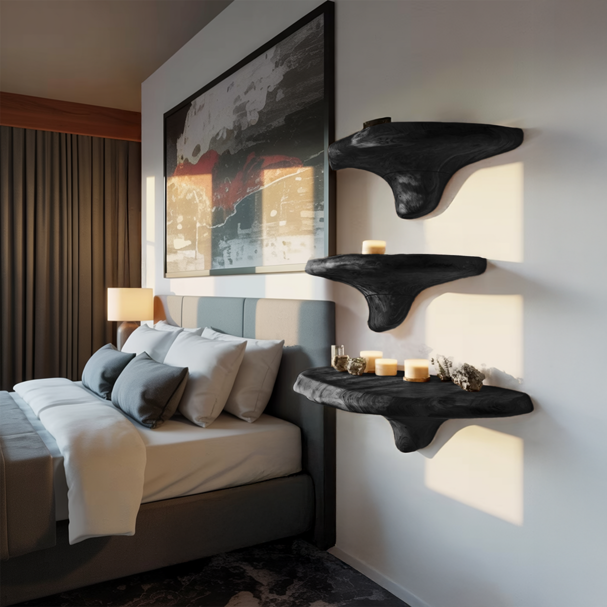Modern Solid Wood Mushroom Shelf For Luxury Living Room Decor
