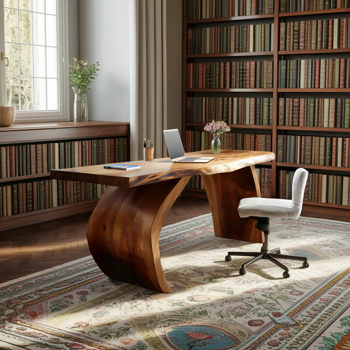 Handcrafted Wooden Live Edge Desk For Professional Office