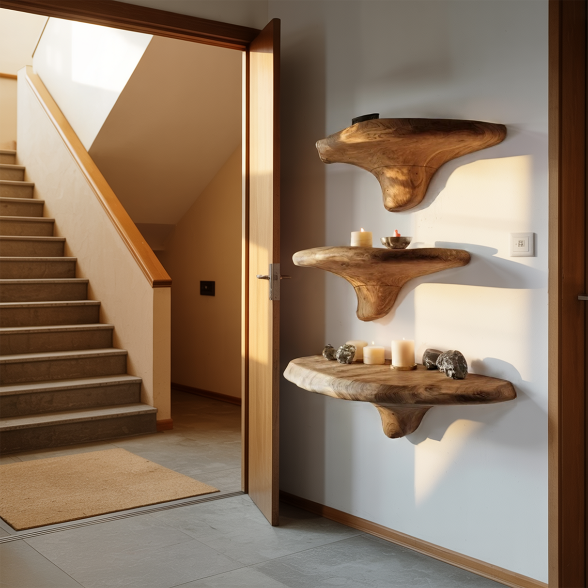 Modern Solid Wood Mushroom Shelf For Luxury Living Room Decor
