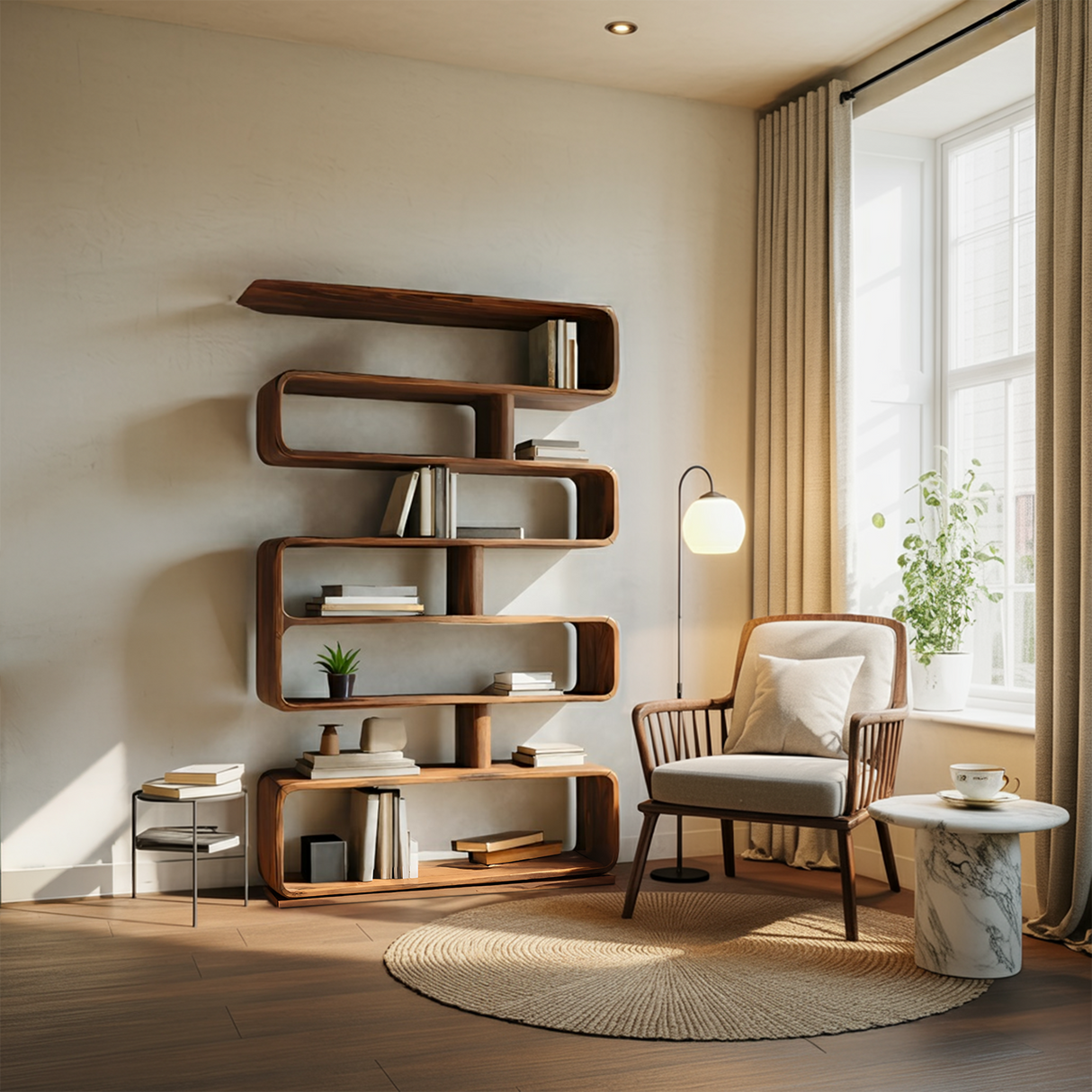 Modern Bookcase Freestanding Shelving Unit For Home Organization
