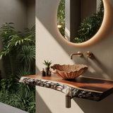 Wooden Vessel Sink Handcrafted Rustic For Furniture Decor