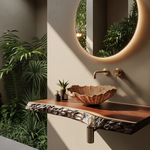 Wooden Vessel Sink Handcrafted Rustic For Furniture Decor