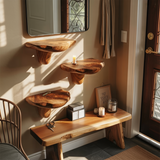 Mid Century Live Edge Mushroom Shelf For Unique Home Furniture Decor