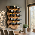 Farmhouse Wooden Live Edge Wine Holder For Furniture Decor