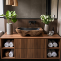 Mid Century Rustic Wooden Vessel Sink For Bathroom Ideas
