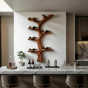 Rustic Wooden Wine Rack Branch Style For Home Bar