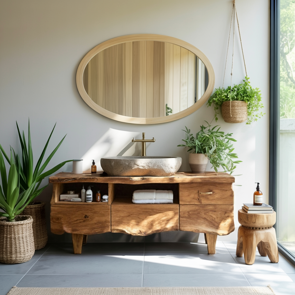 Farmhouse Wooden Vanity For Bathroom Interior Design