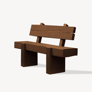 Modern Solid Wood Outdoor Bench With Charred Finish For Garden Or Patio