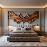 Contemporary Sculptural Wood Bat Wall Art For Living Room
