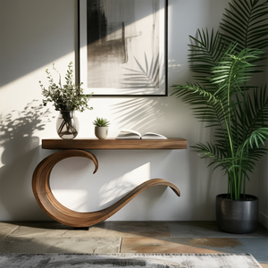 Handcrafted Sculptural Live Edge Console Table For Luxury Living Room
