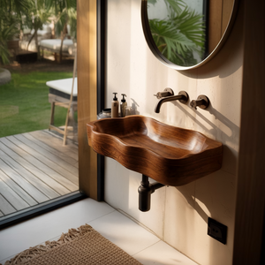 Mid Century Live Edge Wood Vanity Sink For Premium Bathroom Decor