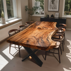 Dining Room Modern Live Edge Dining Table Natural Grain