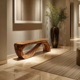 Minimal Organic Bench With Smooth Curved Form For Entryway