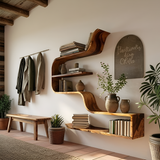 Handcrafted Wooden Entryway Organizer Shelf For Hallway Storage