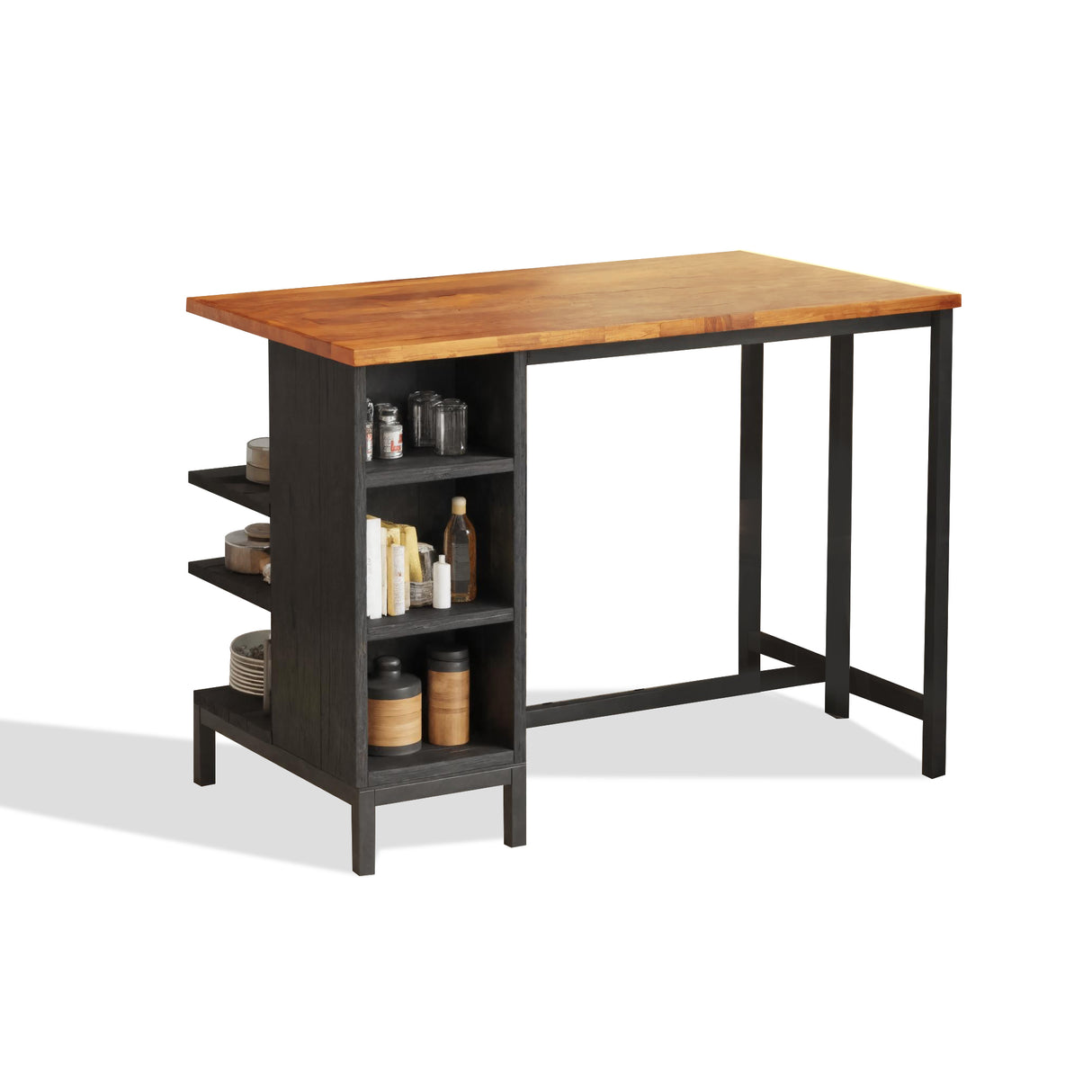 Industrial Kitchen Bar Table With Metal Legs For Apartment Dining