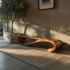 Modern Curved Entryway Bench For Hallway Accent