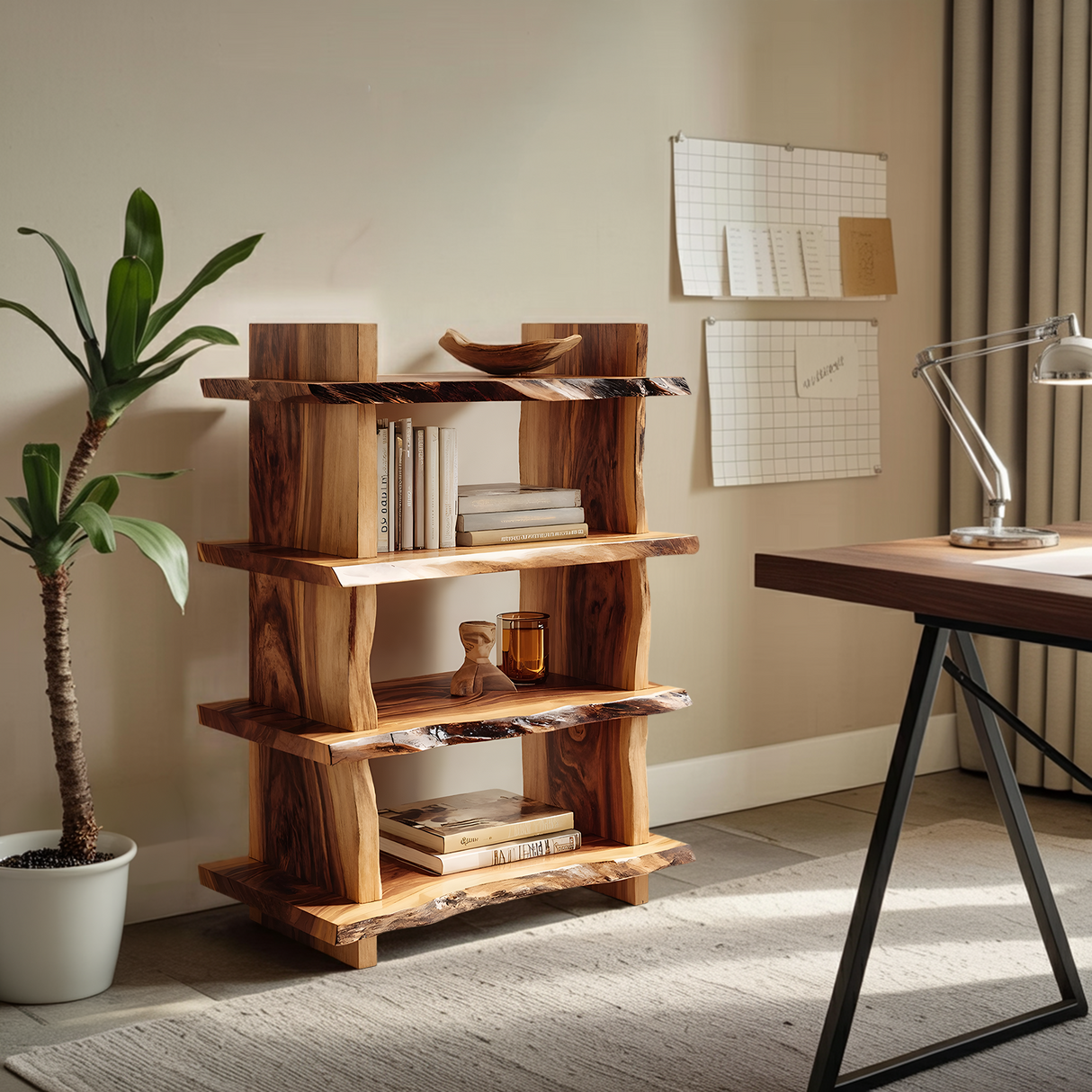 Minimal Wood Bookshelf For Bedroom Storage And Modern Decor