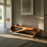 Handcrafted Style Bench With Sculptural Curves For Home