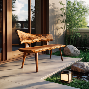Minimal Outdoor Wooden Bench For Green Garden