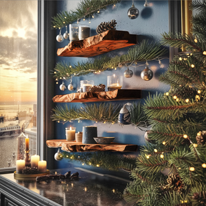 Mid Century Solid Wood Floating Shelf For Bedroom Xmas Decor