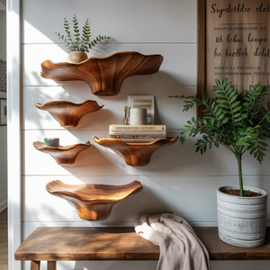 Farmhouse Solid Wood Mushroom Shelf For Bedroom Interior Styling