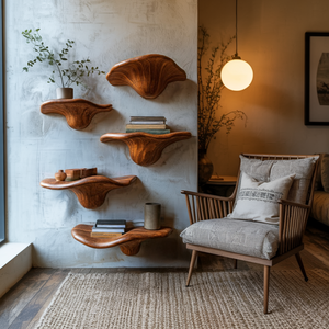 Modern Solid Wood Mushroom Shelf For Living Room Display Decor