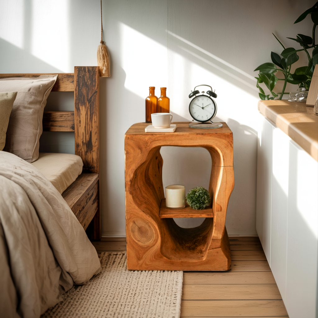 Mid Century Wooden Nightstand For Chic Bedroom Set