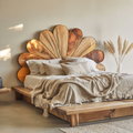 Boho Flower Petal Headboard Bed For Queen And King Bedroom