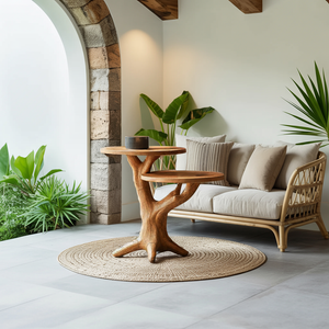 Mid Century Round End Table Living Room Accent