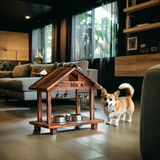 Mid Century Elevated Pet Food Stand For Dogs