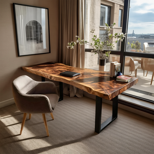 Handcrafted Wooden Live Edge Desk For Furniture Decor