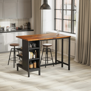 Industrial Kitchen Bar Table With Metal Legs For Apartment Dining