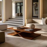 Modern Coffee Table Curved Layered Design For Living Room